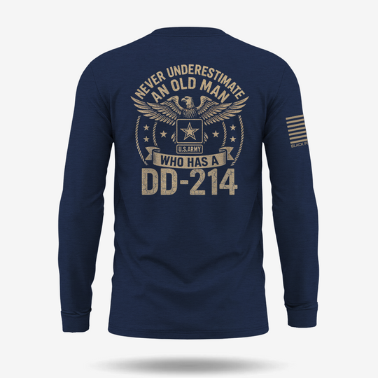 Never Underestimate An Old Man Us Army Veteran Long Sleeve