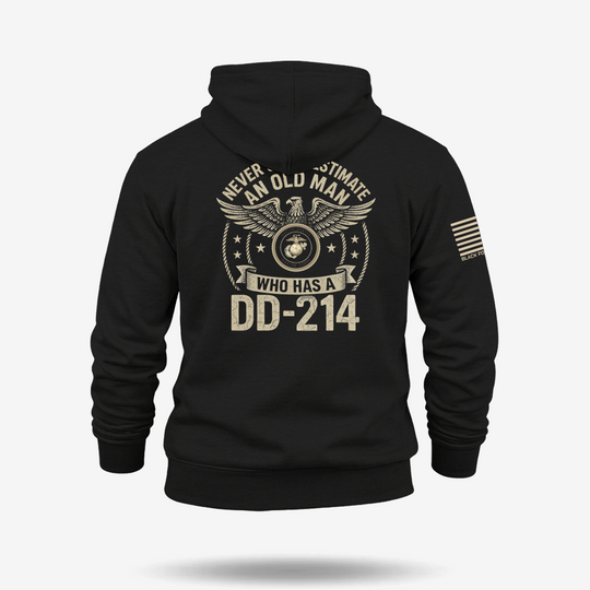 Never Underestimate An Old Man Us Marine Veteran Hoodie