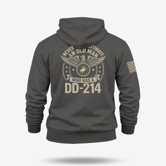 Never Underestimate An Old Man Us Marine Veteran Hoodie