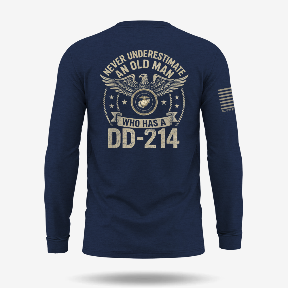 Never Underestimate An Old Man Us Marine Veteran Long Sleeve