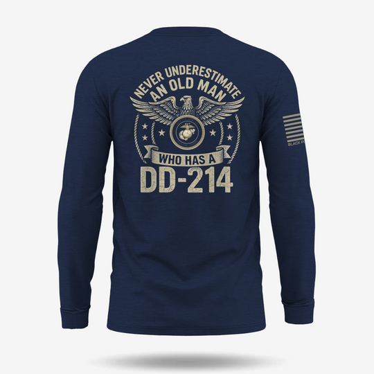 Never Underestimate An Old Man Us Marine Veteran Long Sleeve
