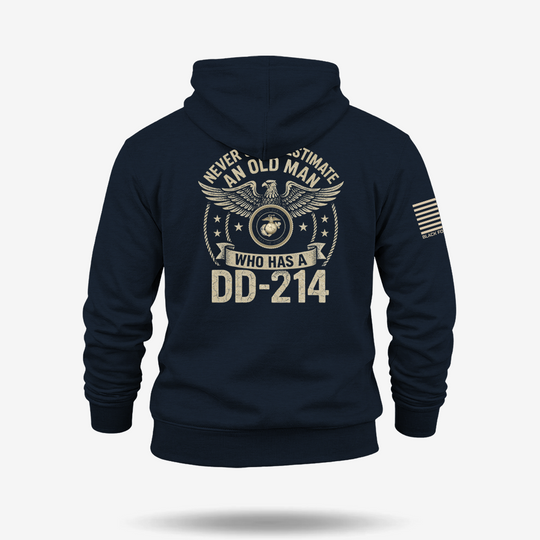 Never Underestimate An Old Man Us Marine Veteran Hoodie