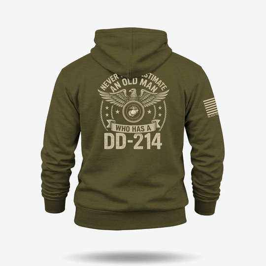 Never Underestimate An Old Man Us Marine Veteran Hoodie