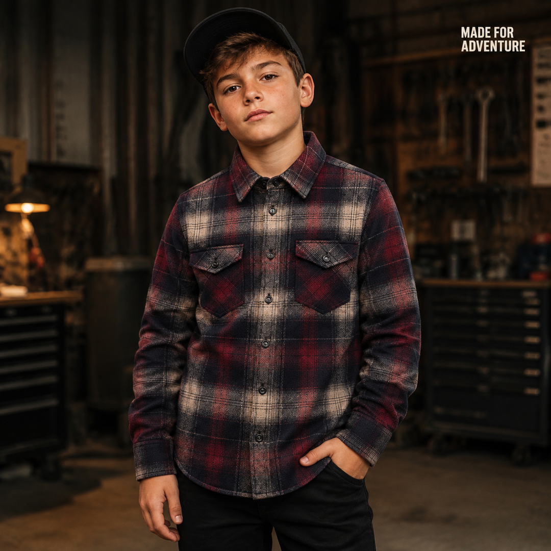 Young Midnight Oxblood Plaid Flannel