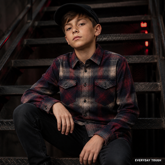 Young Midnight Oxblood Plaid Flannel