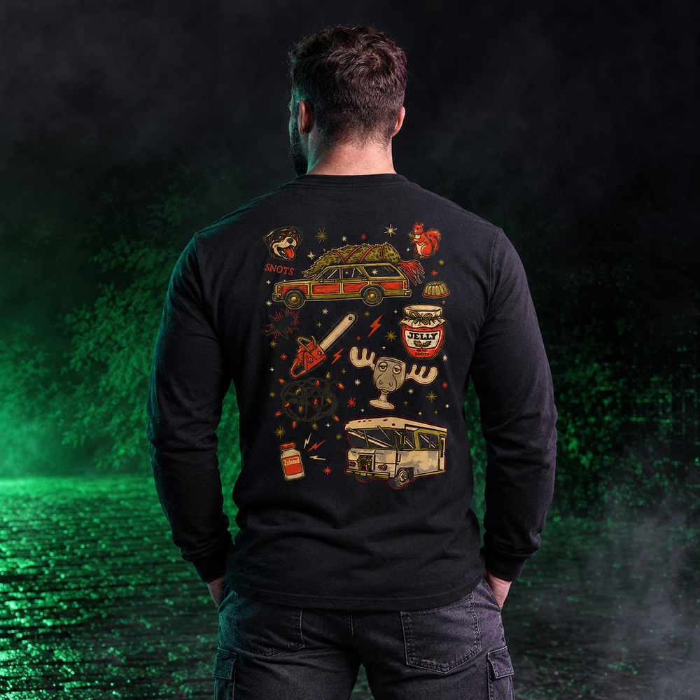 Christmas Vacation Chaos Long Sleeve Black back design lifestyle creative
