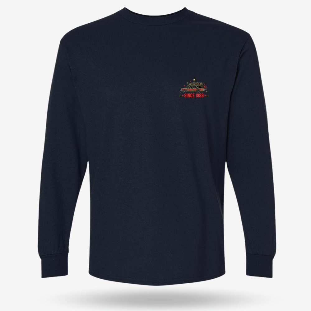 Christmas Vacation Chaos Long Sleeve Navy front mockup