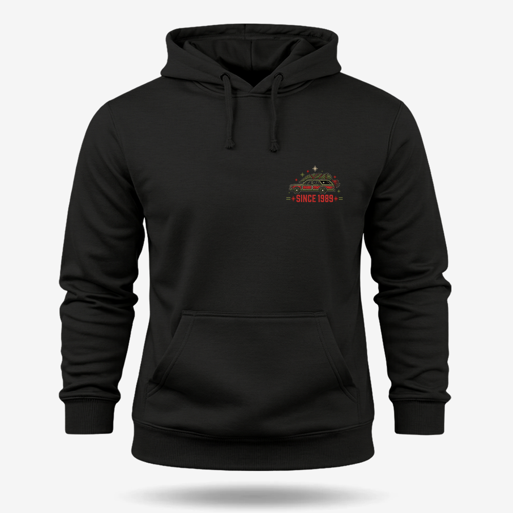 Christmas Vacation Chaos Hoodie Black front mockup