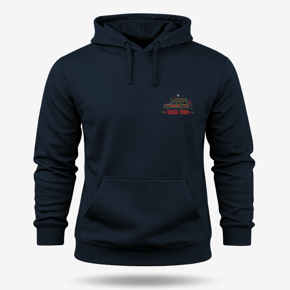 Christmas Vacation Chaos Hoodie Navy front mockup