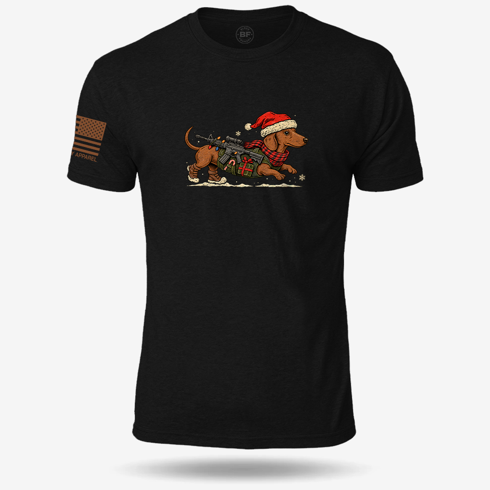 Christmas Wiener Ops T-shirt Black front design mockup