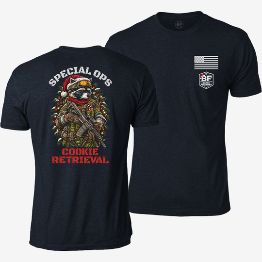 Cookie Retrieval T-shirt Navy front and back mockup