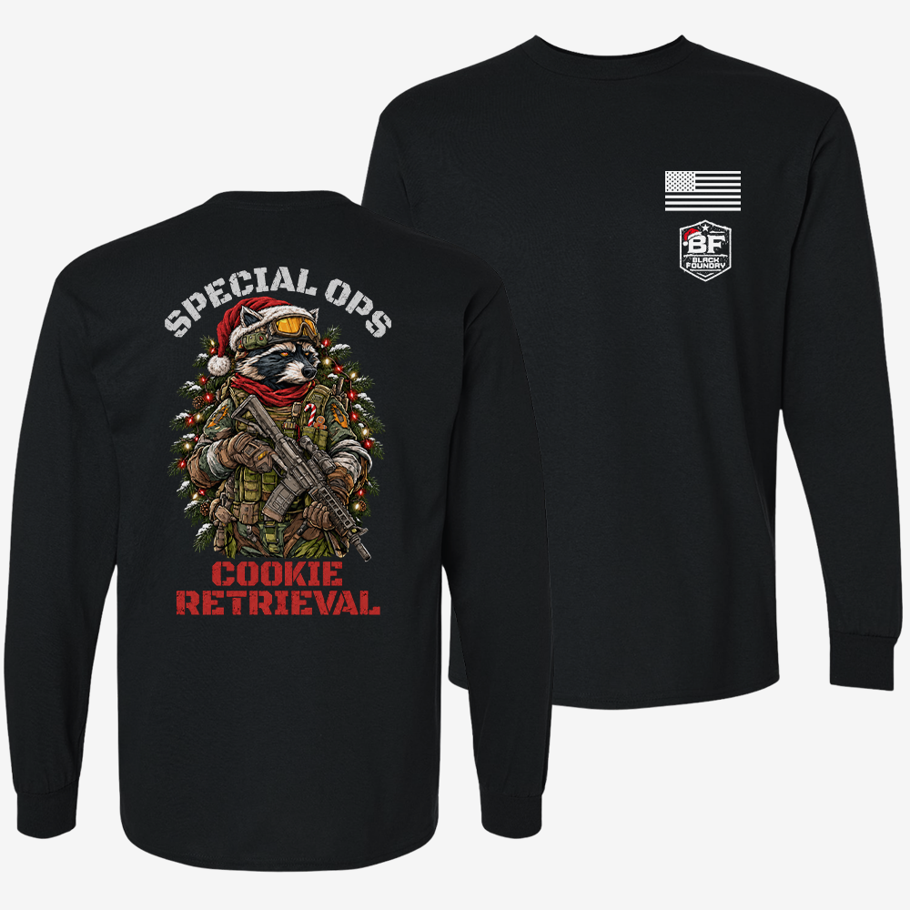 Cookie Retrieval Long Sleeve Black front and back mockup
