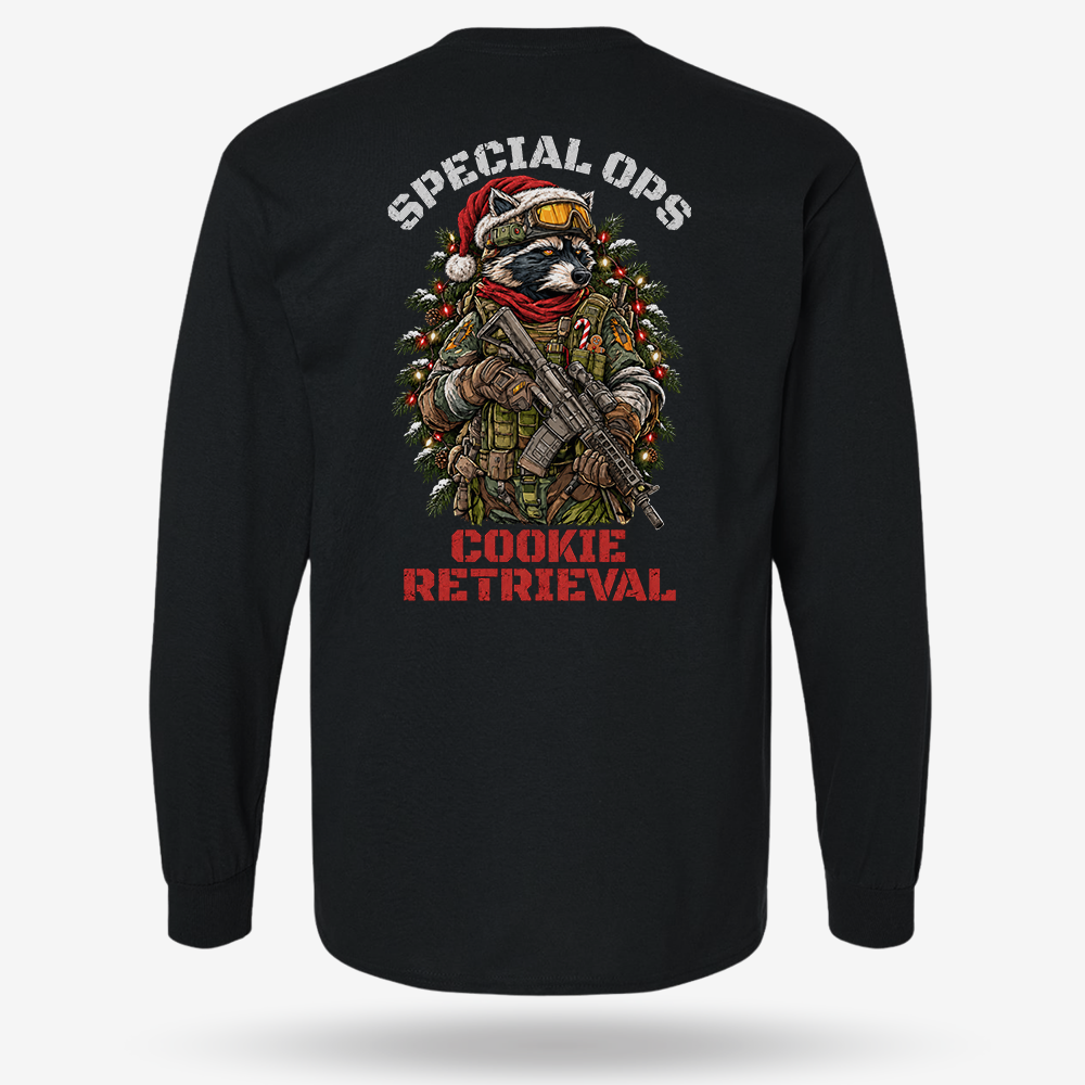 Cookie Retrieval Long Sleeve Black main printed design mockup