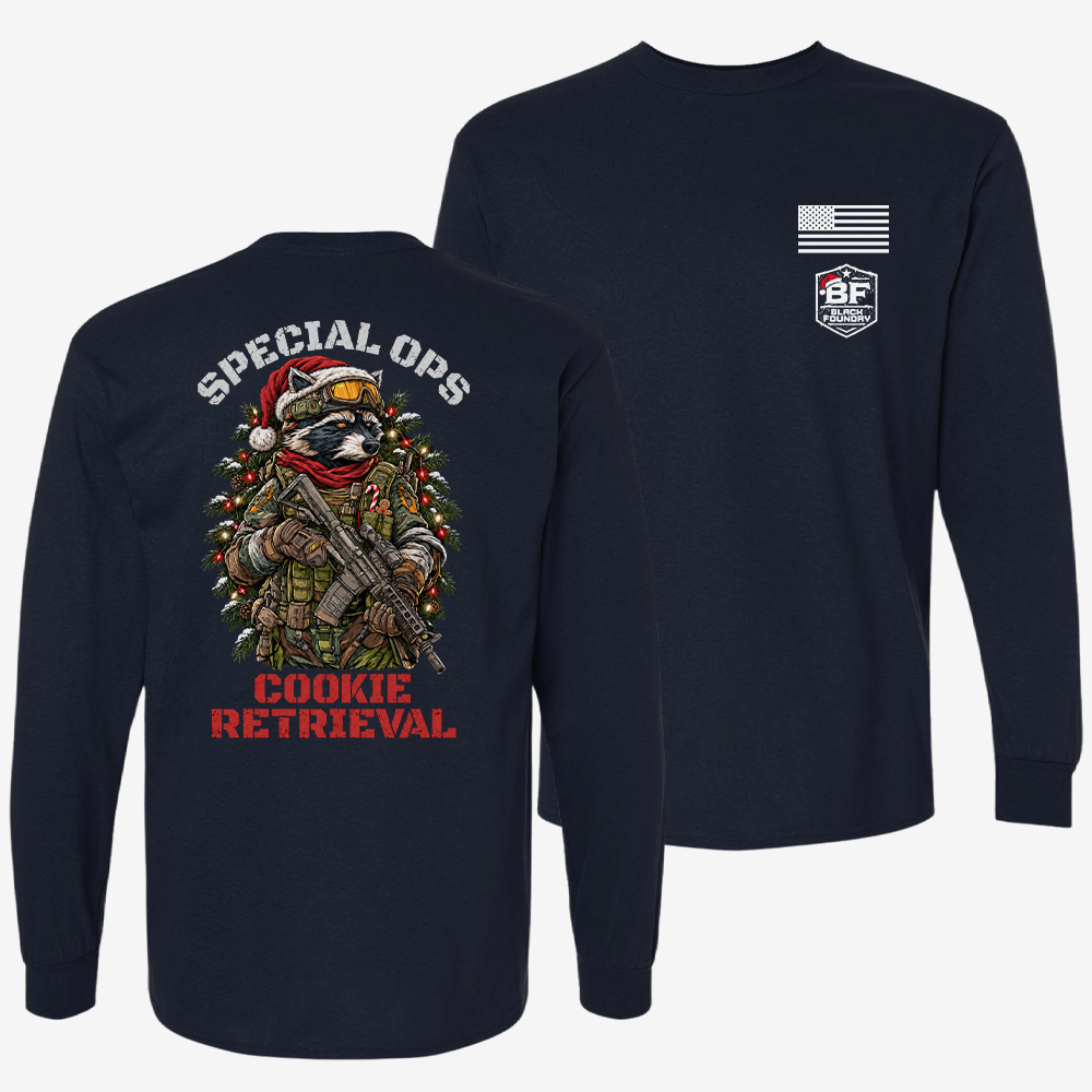 Cookie Retrieval Long Sleeve Navy front and back mockup
