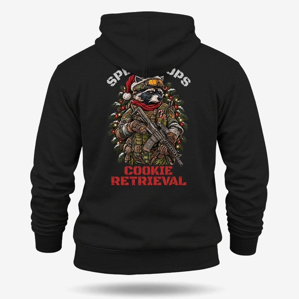 Cookie Retrieval Hoodie Black main printed design mockup