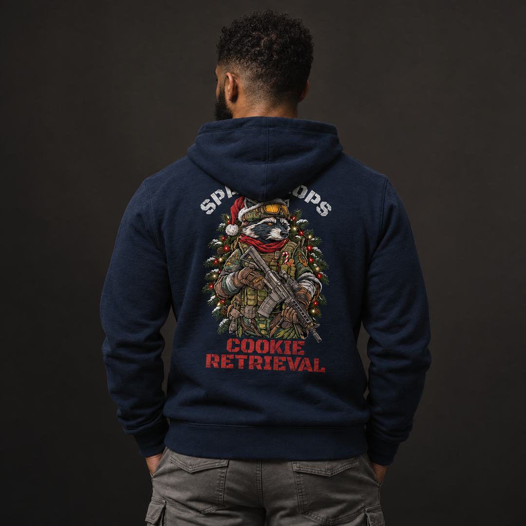 Cookie Retrieval Hoodie Navy back design lifestyle creative
