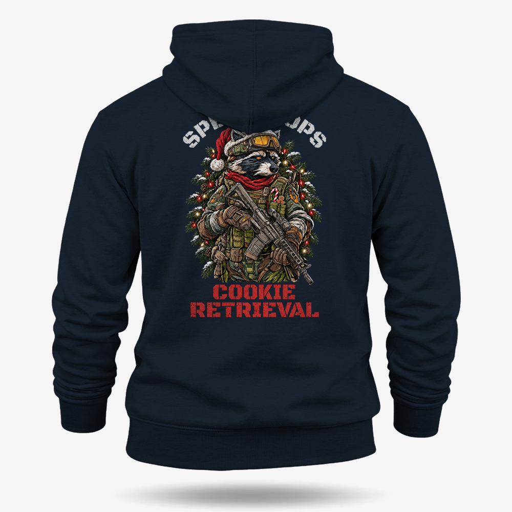 Cookie Retrieval Hoodie Navy main printed design mockup