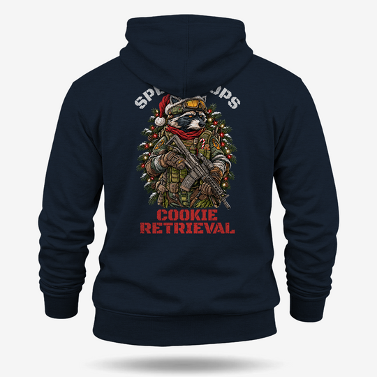 Cookie Retrieval Hoodie Navy main printed design mockup