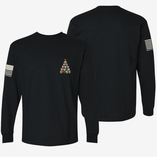 Deadly Christmas Spirit Long Sleeve Black front and back mockup