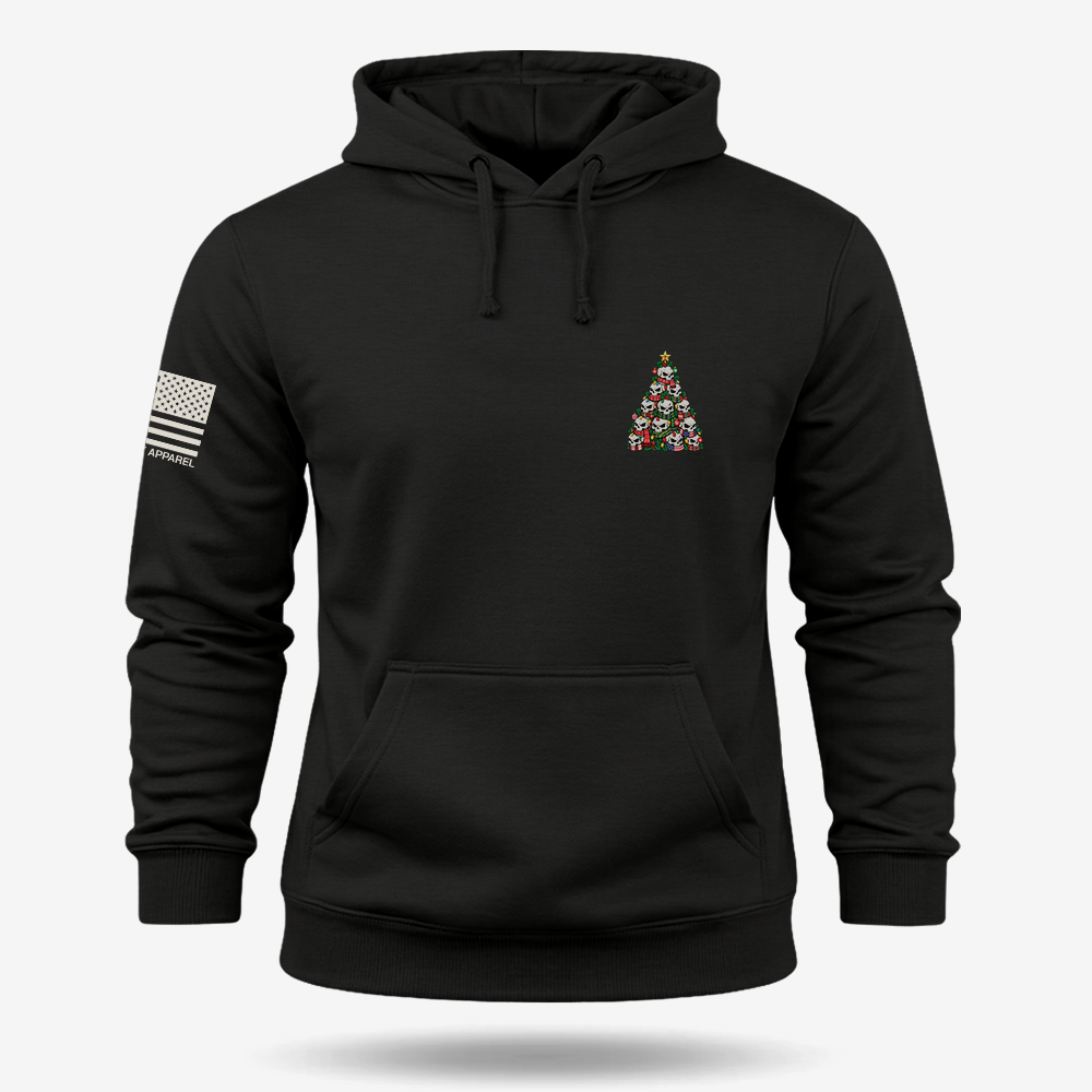 Deadly Christmas Spirit Hoodie Black main printed design mockup