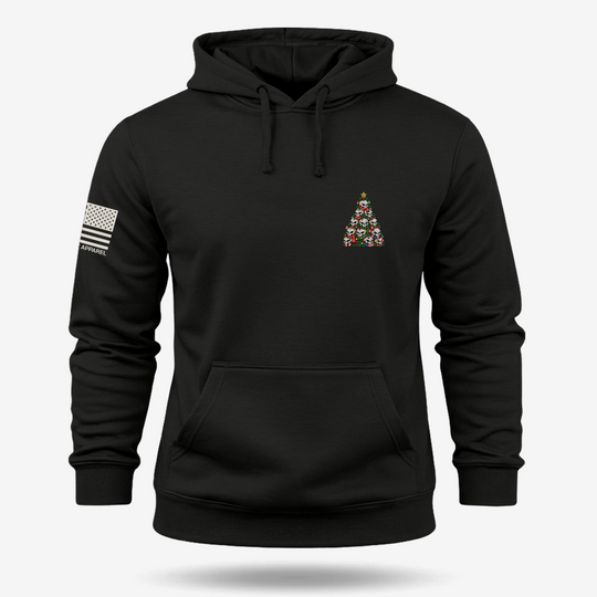 Deadly Christmas Spirit Hoodie Black main printed design mockup