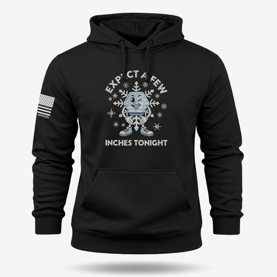 Expect A Few Hoodie Black main printed design mockup