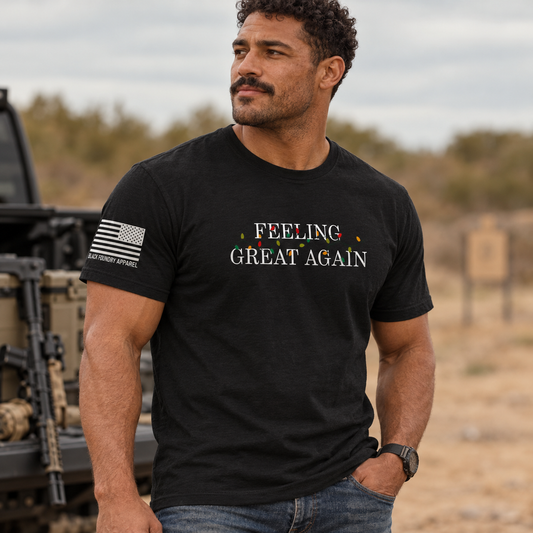 Feeling Great Again T-shirt Black front design lifestyle creative