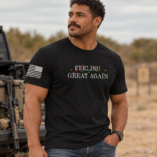 Feeling Great Again T-shirt Black front design lifestyle creative