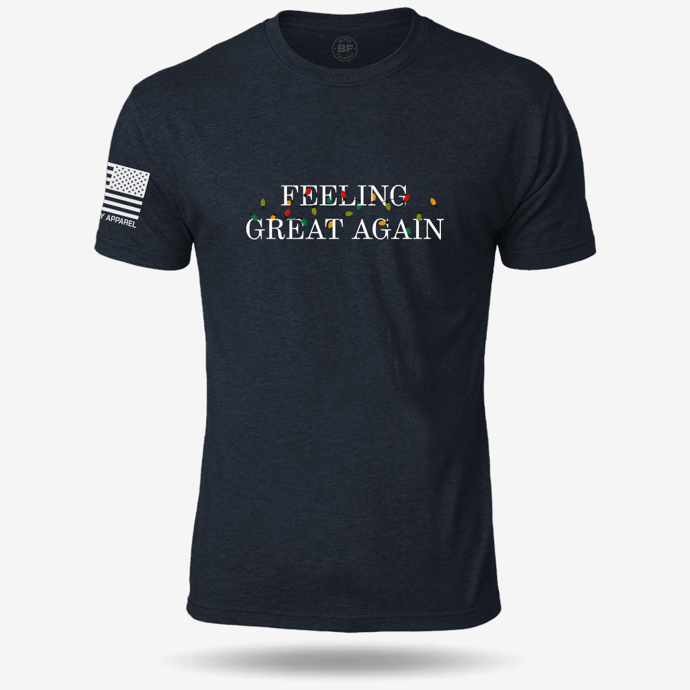 Feeling Great Again T-shirt Heather Navy front design mockup
