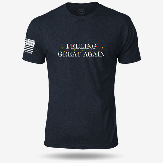 Feeling Great Again T-shirt Heather Navy front design mockup