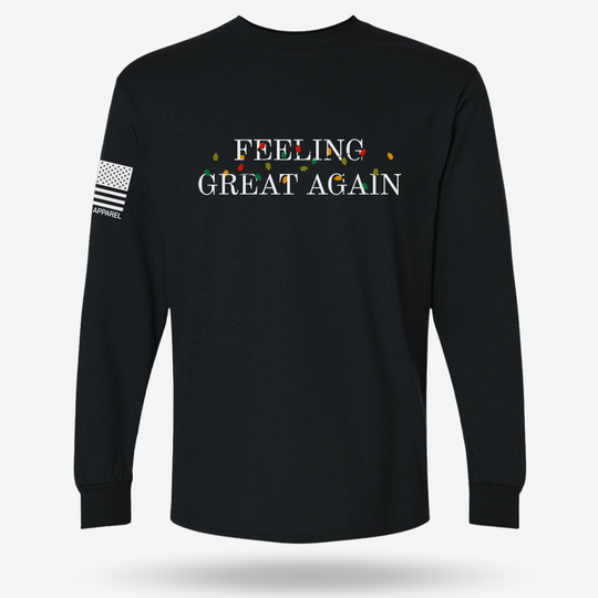 Feeling Great Again Long Sleeve Black main printed design mockup