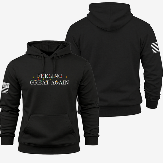 Feeling Great Again Hoodie Black front and back mockup