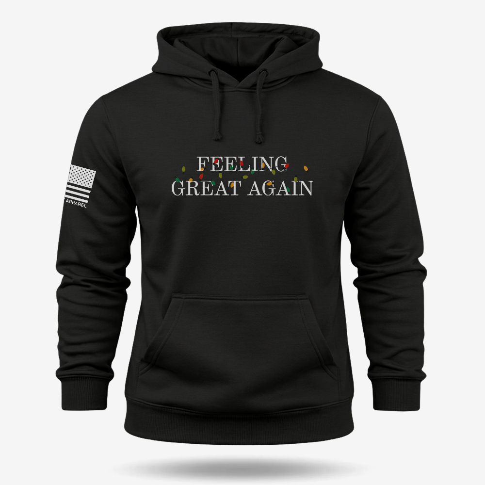 Feeling Great Again Hoodie Black main printed design mockup