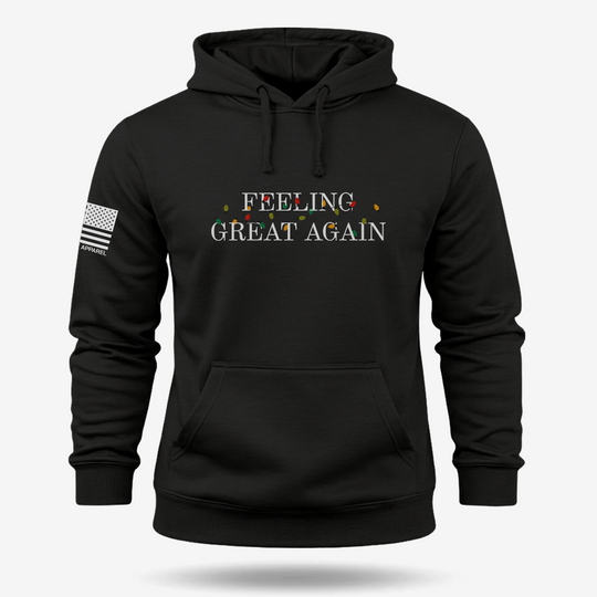 Feeling Great Again Hoodie Black main printed design mockup