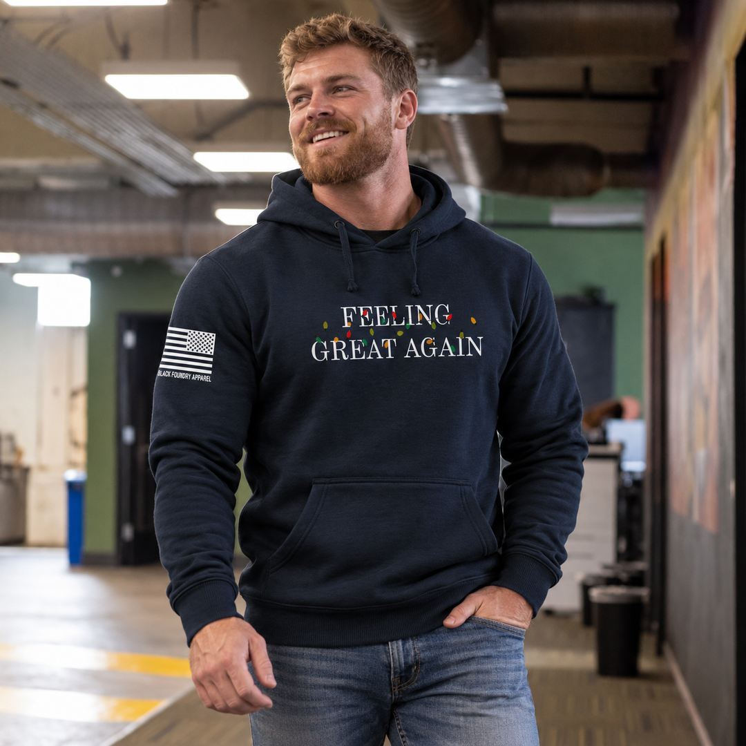Feeling Great Again Hoodie Navy front design lifestyle creative