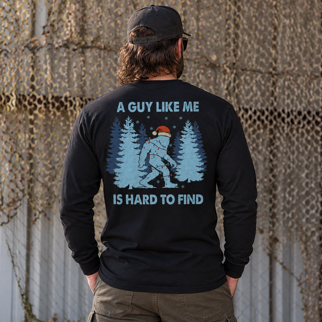 Hard To Find Christmas Bigfoot Long Sleeve Black back design lifestyle creative
