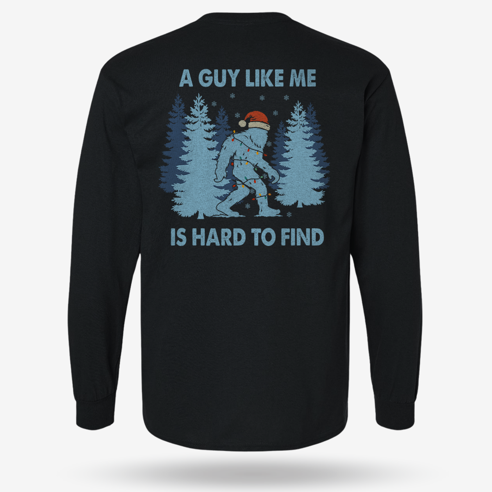 Hard To Find Christmas Bigfoot Long Sleeve Black main printed design mockup