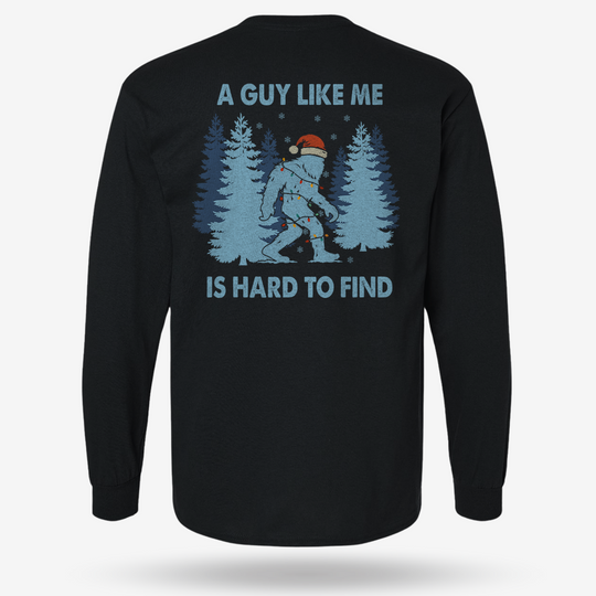 Hard To Find Christmas Bigfoot Long Sleeve Black main printed design mockup
