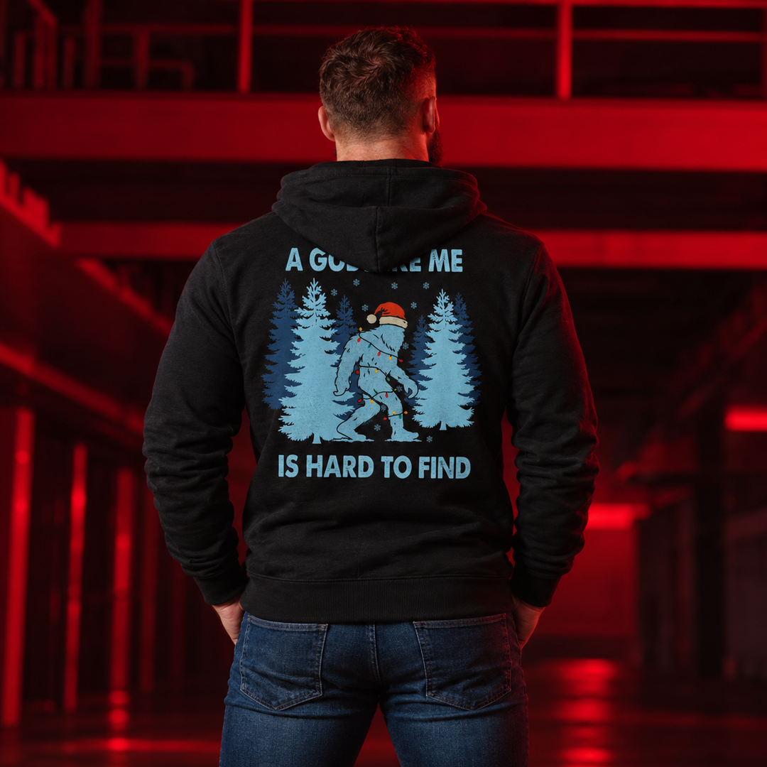 Hard To Find Christmas Bigfoot Hoodie Black back design lifestyle creative
