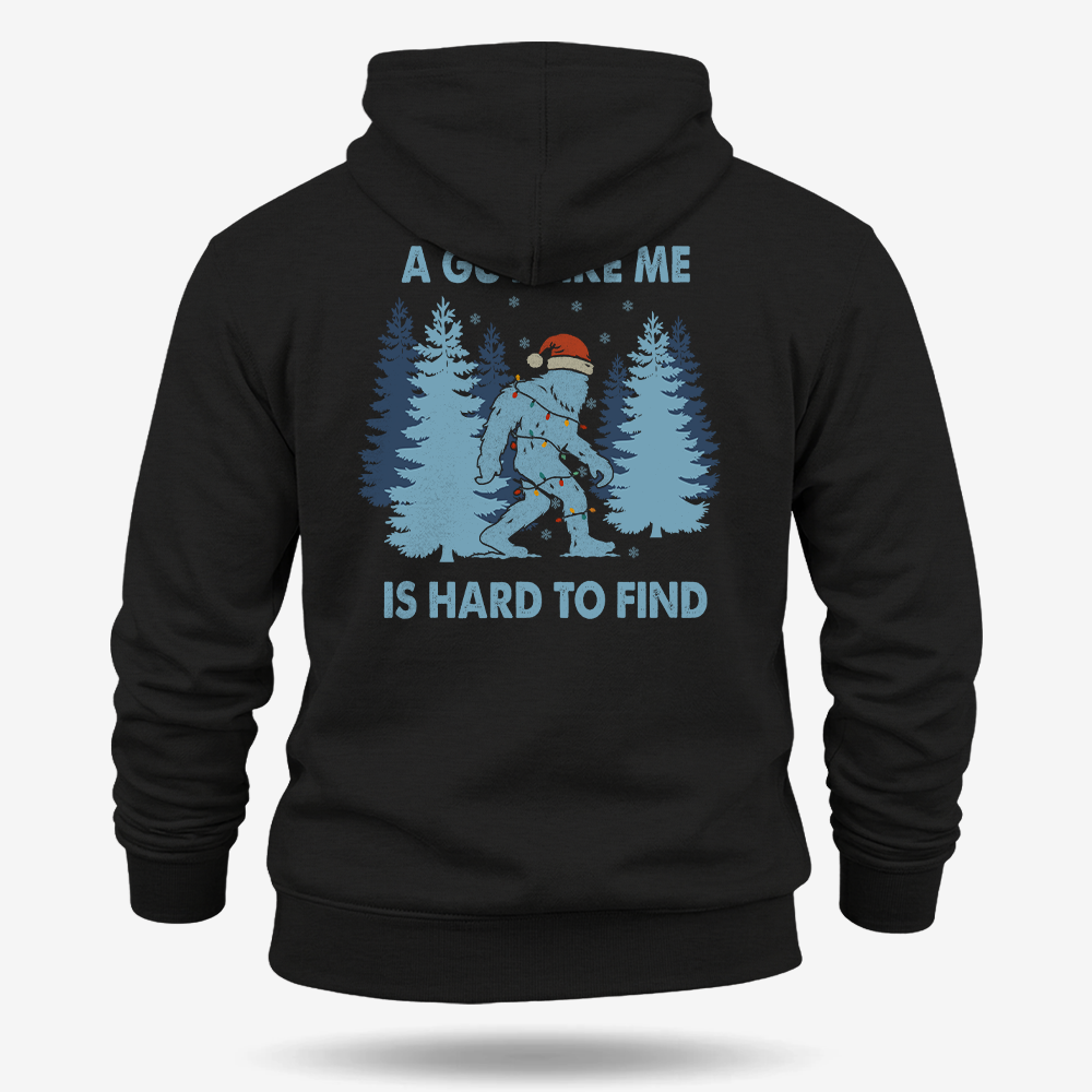 Hard To Find Christmas Bigfoot Hoodie Black main printed design mockup