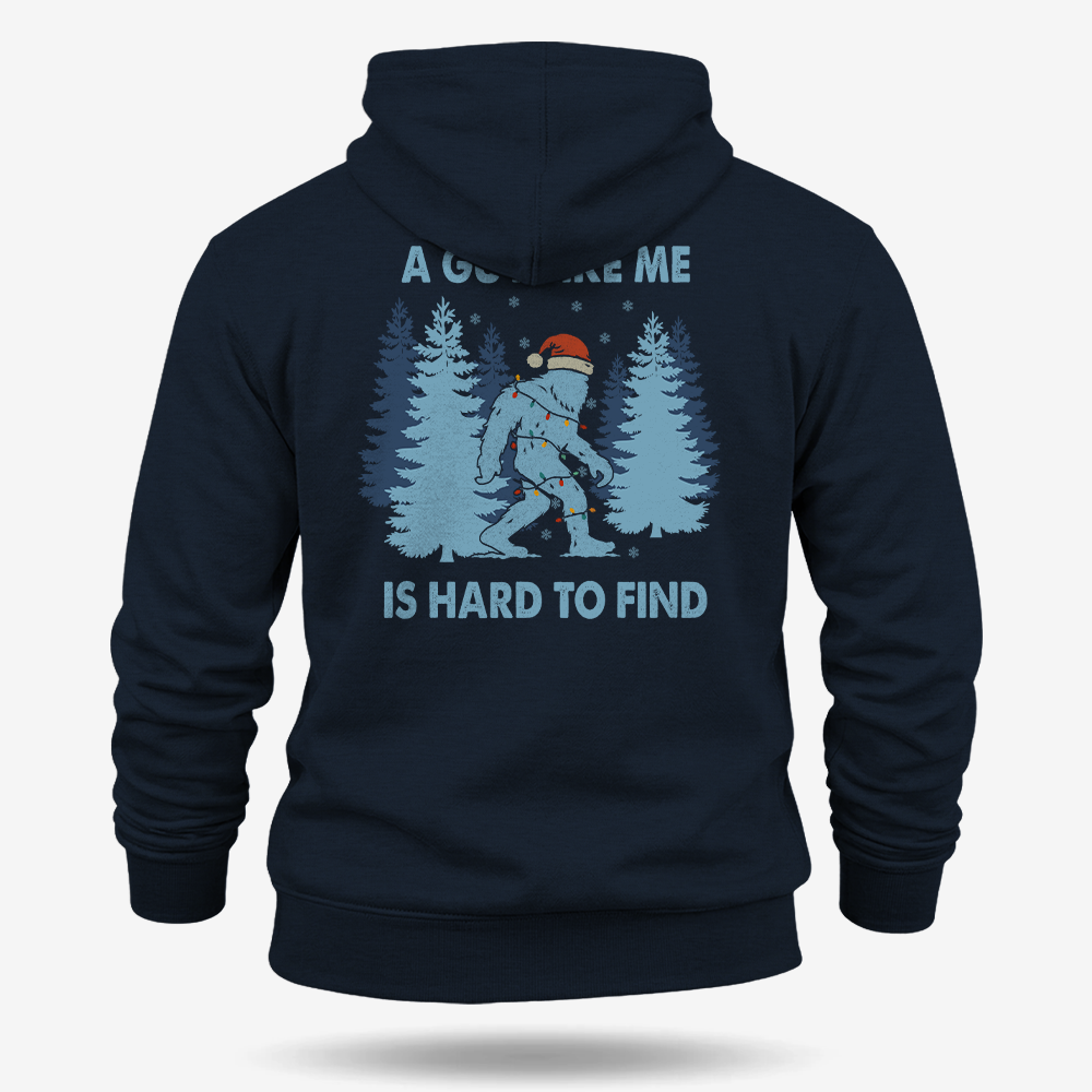 Hard To Find Christmas Bigfoot Hoodie Navy main printed design mockup