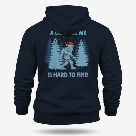 Hard To Find Christmas Bigfoot Hoodie Navy main printed design mockup