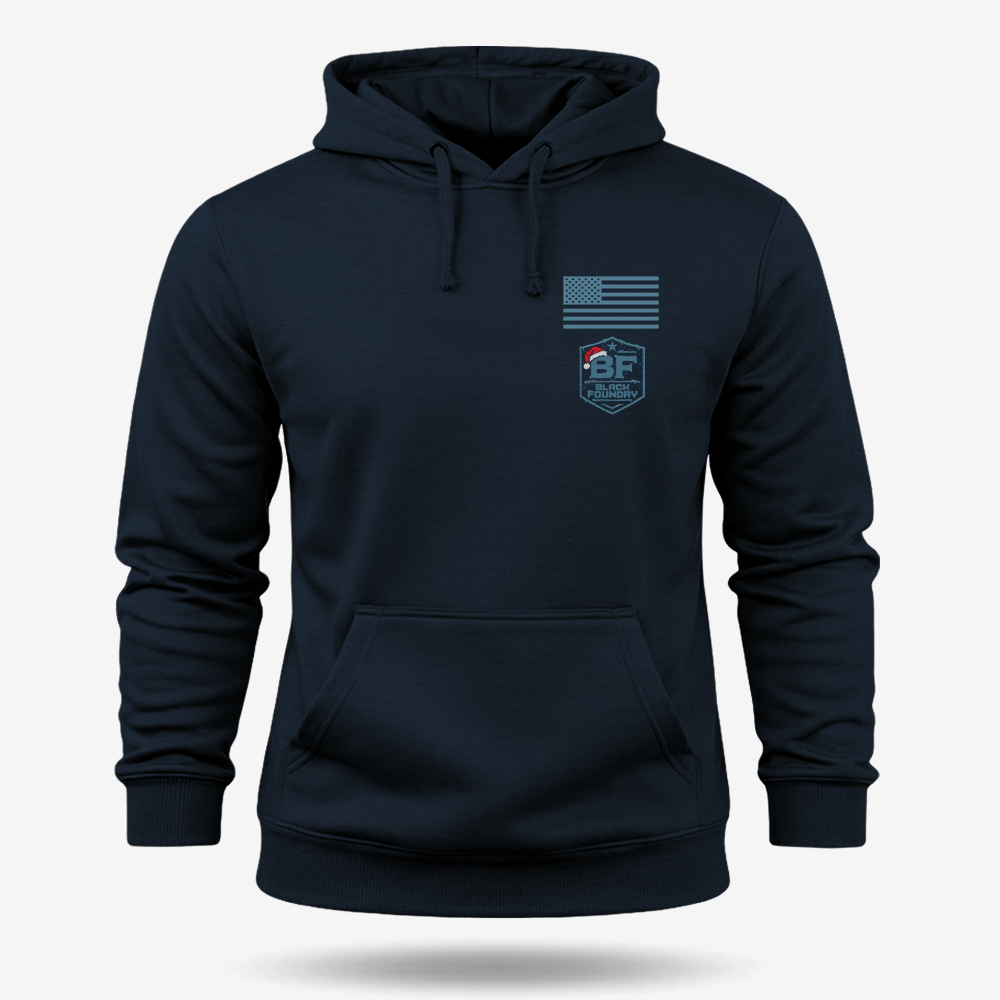 Hard To Find Christmas Bigfoot Hoodie Navy front mockup