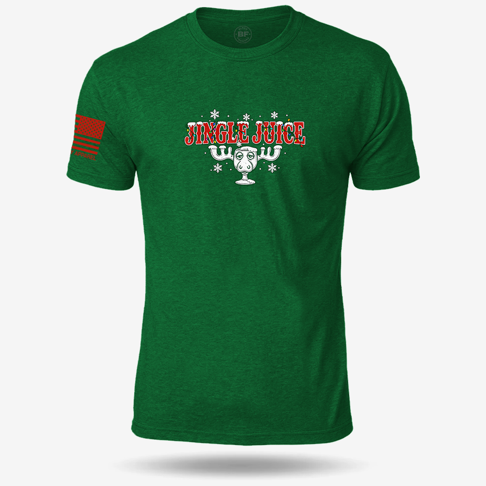 Jingle Juice T-shirt Heather Green front design mockup