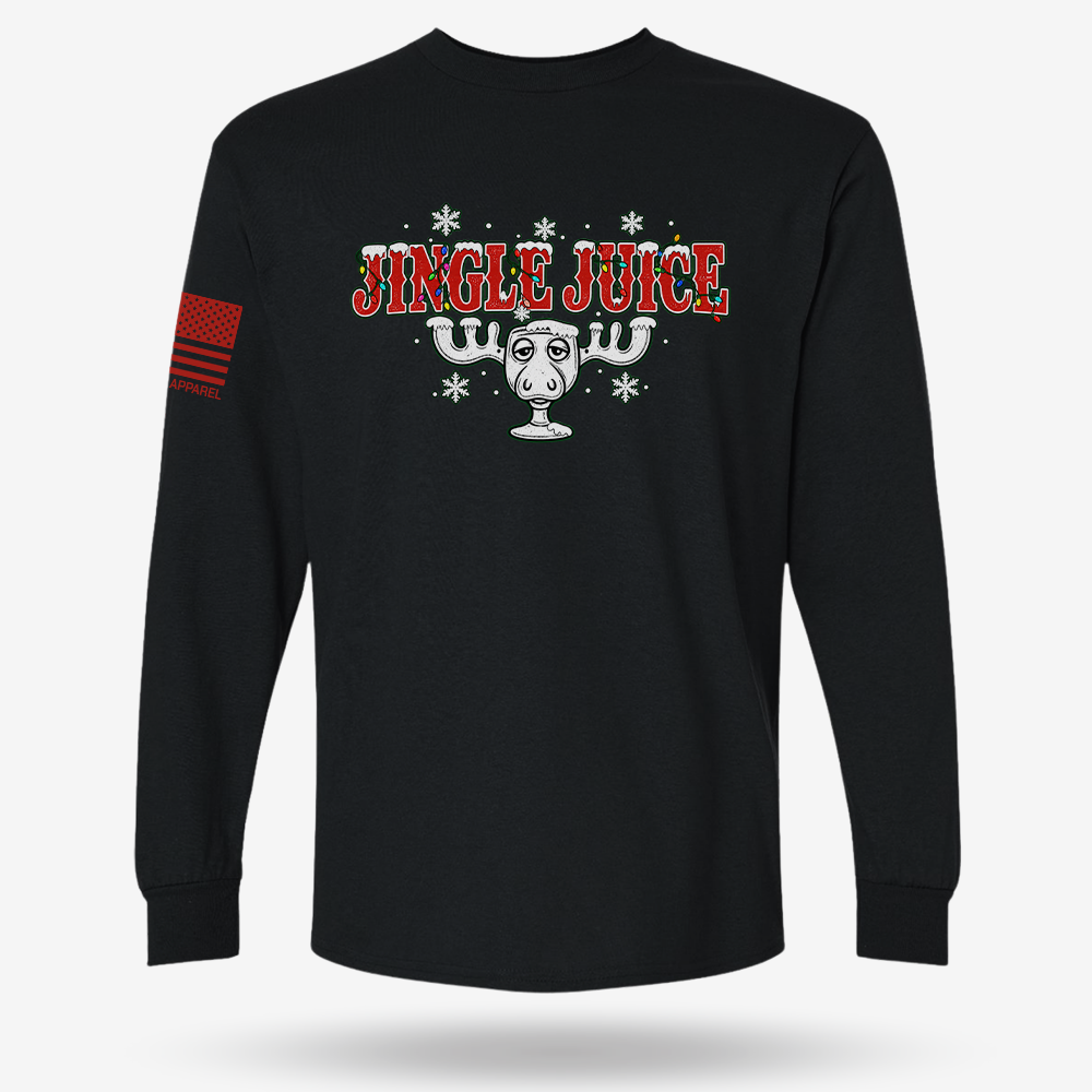 Jingle Juice Long Sleeve Black main printed design mockup