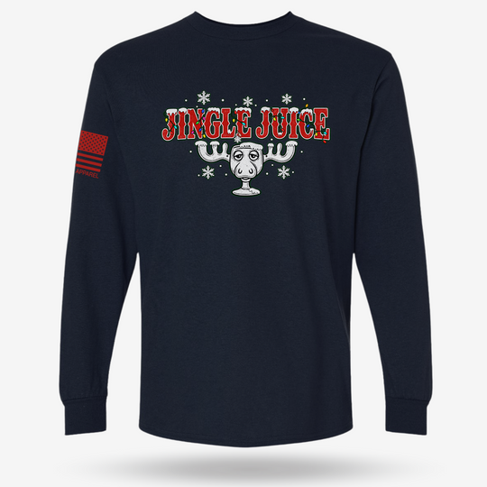 Jingle Juice Long Sleeve Navy main printed design mockup