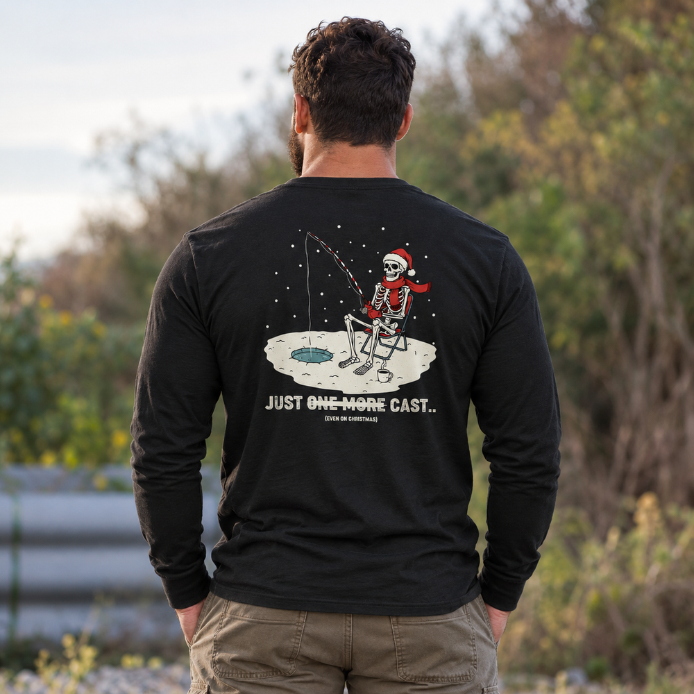Just One More Cast Long Sleeve Black back design lifestyle creative