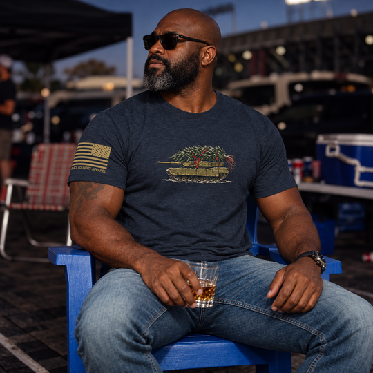 Little Full, Lotta Sap, Tank M1 T-shirt Heather Navy front design lifestyle creative