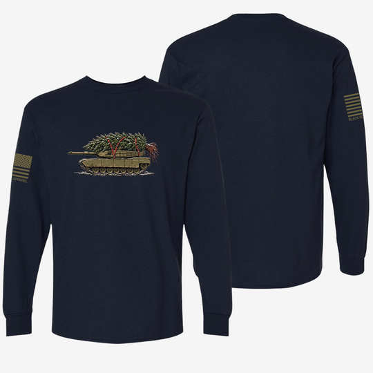 Little Full, Lotta Sap, Tank M1 Long Sleeve Navy front and back mockup