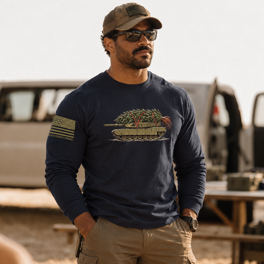 Little Full, Lotta Sap, Tank M1 Long Sleeve Navy front design lifestyle creative